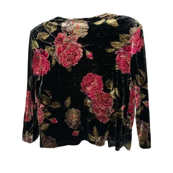 Jeffrey & Dara Evenings by Tom Barr | Vtg Sparkly Floral Velvet Cardigan, Large - Picture 2 of 6